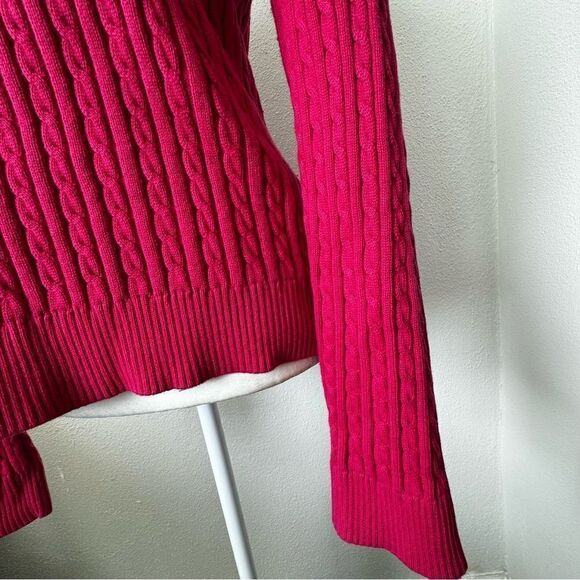 C Wonder Pink Pullover Sweater Cable Knit Long Sleeve SZ L - Picture 6 of 12